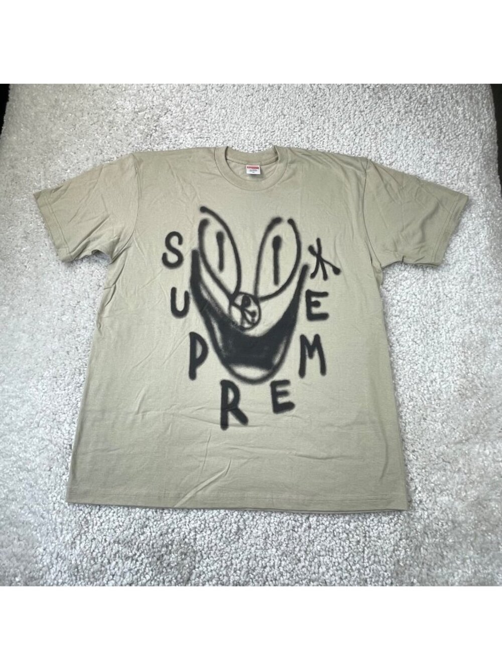 Supreme Smile Graffiti Tee Clay Beige Tan Black Mens XL NEW